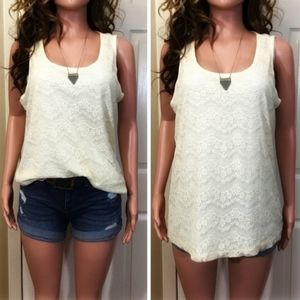 Sharagano Boho Lace Front Tank